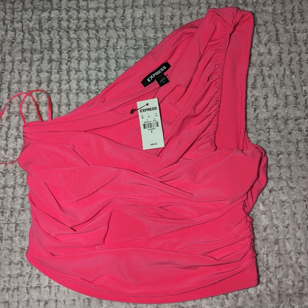 NWT Express one shoulder crop top S